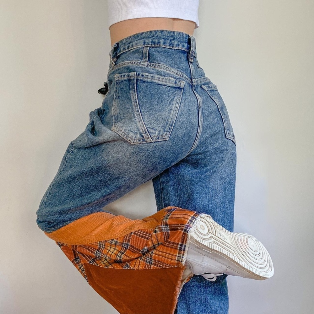 Free People — Patchwork Flared Denim Jeans ✨